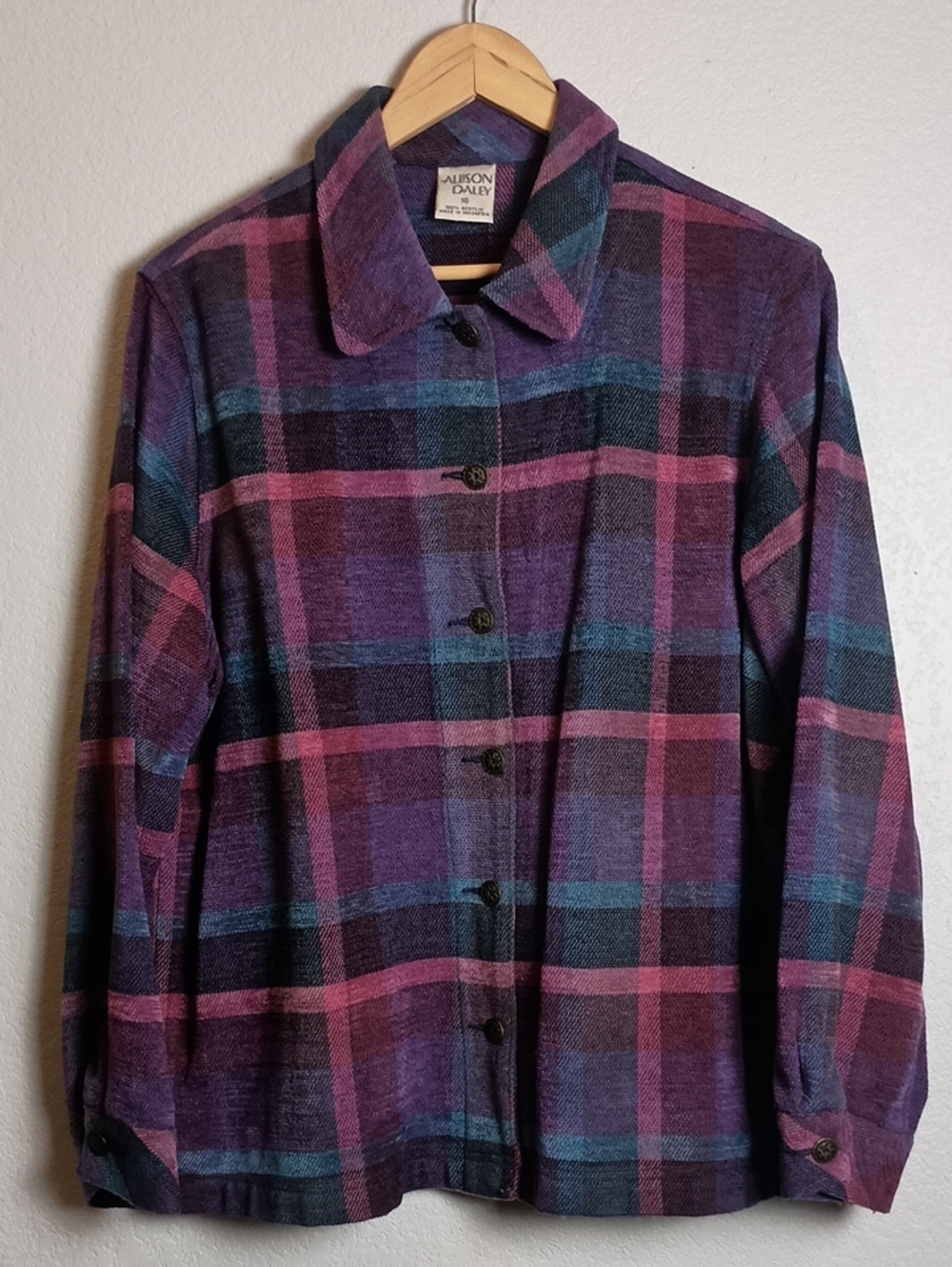 Allison Daley Plaid Acrylic Suit Jacket